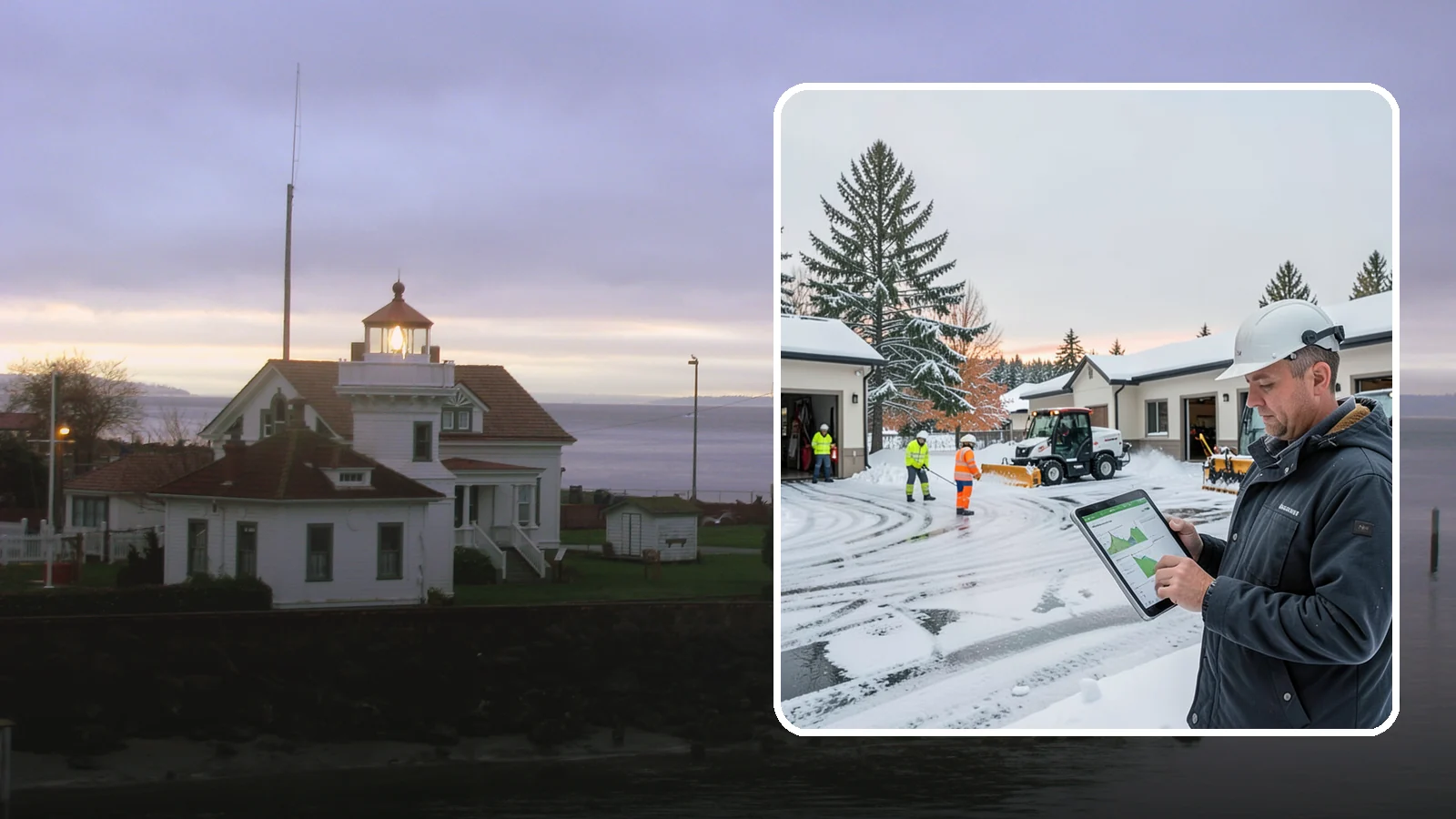 Early Morning Snow Removal in Mukilteo, Snohomish County, WA - Pre-dawn service that clears overnight accumulation and refreeze just ahead of your opening rush.