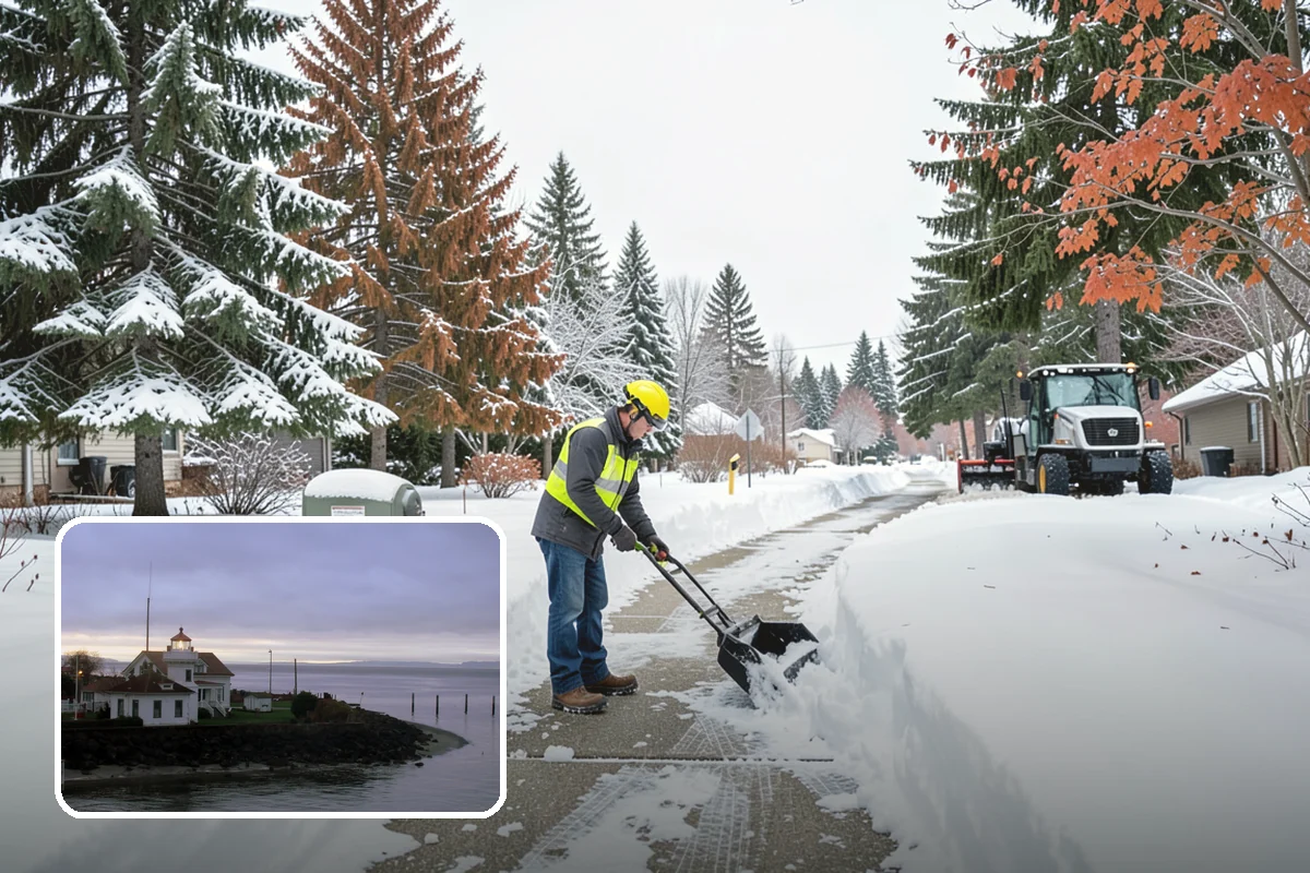Early Morning Snow Removal in Mukilteo, Snohomish County, WA - Focused on the critical pre-opening window