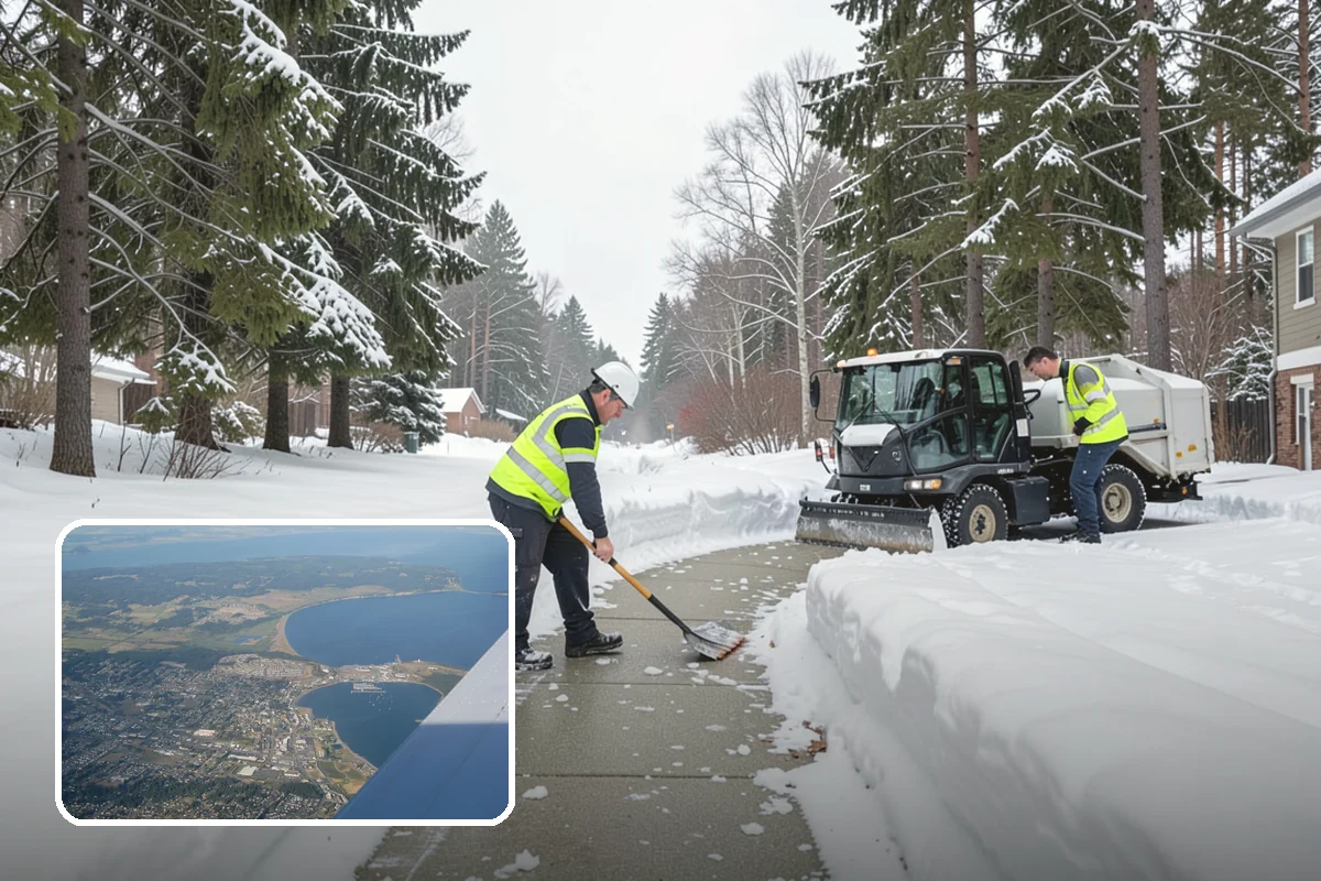 Early Morning Snow Removal in Oak Harbor, Island County, WA - Focused on the critical pre-opening window
