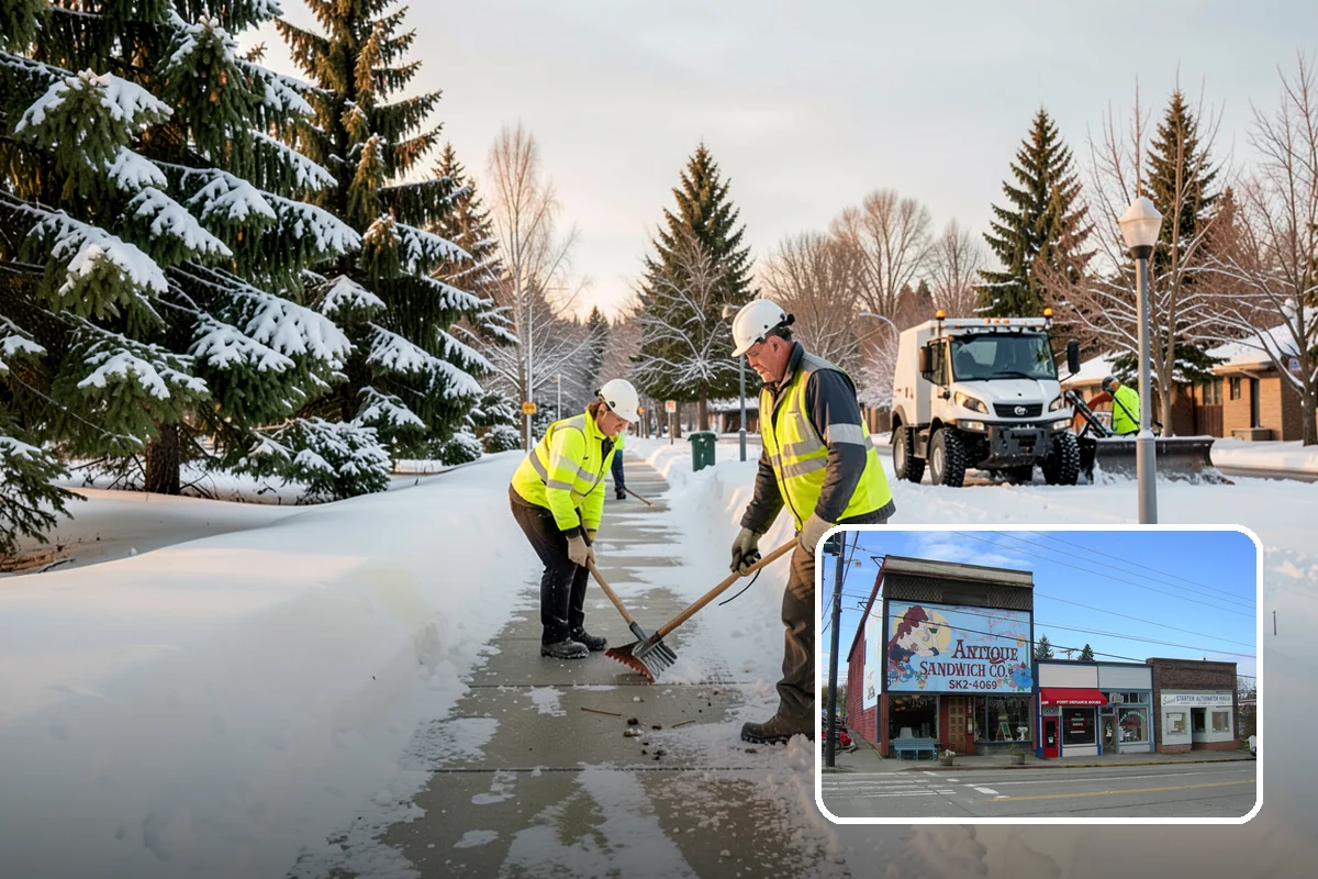 Early Morning Snow Removal in Ruston, Pierce County, WA - Focused on the critical pre-opening window