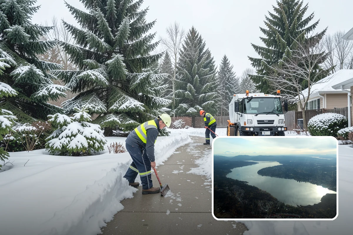 Early Morning Snow Removal in Sammamish, King County, WA - Focused on the critical pre-opening window