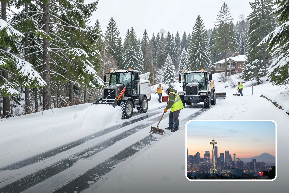 Early Morning Snow Removal in Seattle, King County, WA - Focused on the critical pre-opening window