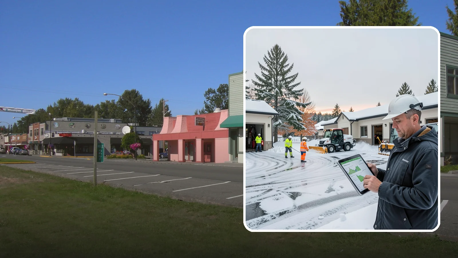 Early Morning Snow Removal in Snoqualmie, King County, WA - Pre-dawn service that clears overnight accumulation and refreeze just ahead of your opening rush.