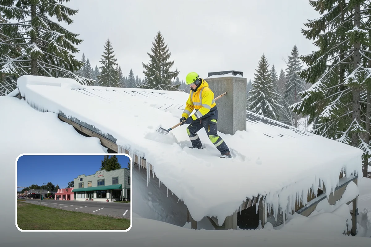Early Morning Snow Removal in Snoqualmie, King County, WA - Focused on the critical pre-opening window