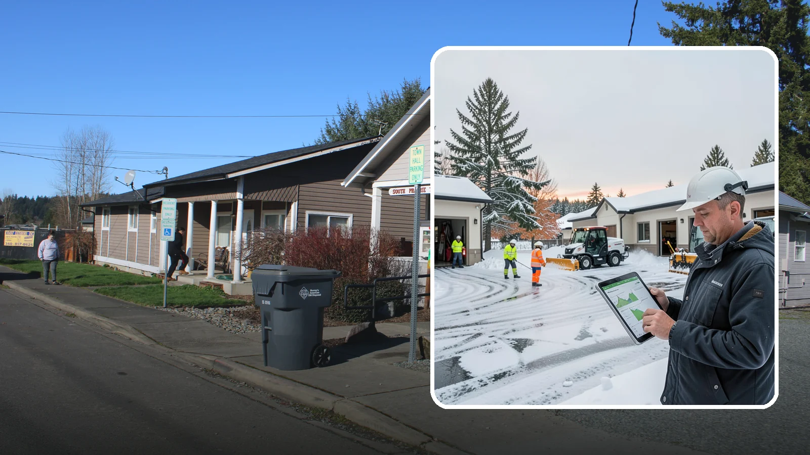 Early Morning Snow Removal in South Prairie, Pierce County, WA - Pre-dawn service that clears overnight accumulation and refreeze just ahead of your opening rush.