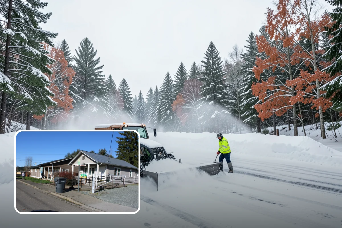 Early Morning Snow Removal in South Prairie, Pierce County, WA - Focused on the critical pre-opening window