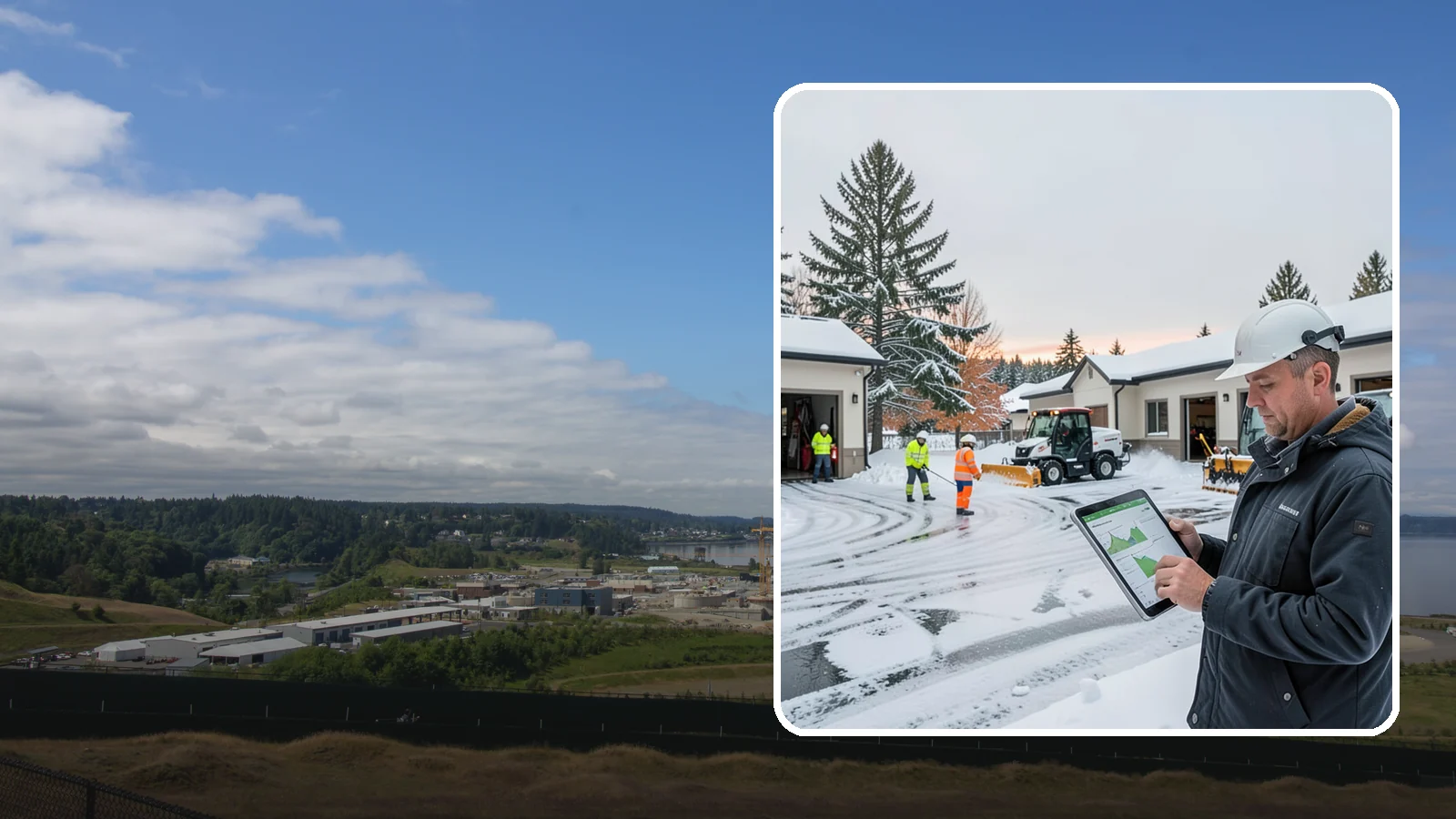 Early Morning Snow Removal in University Place, Pierce County, WA - Pre-dawn service that clears overnight accumulation and refreeze just ahead of your opening rush.
