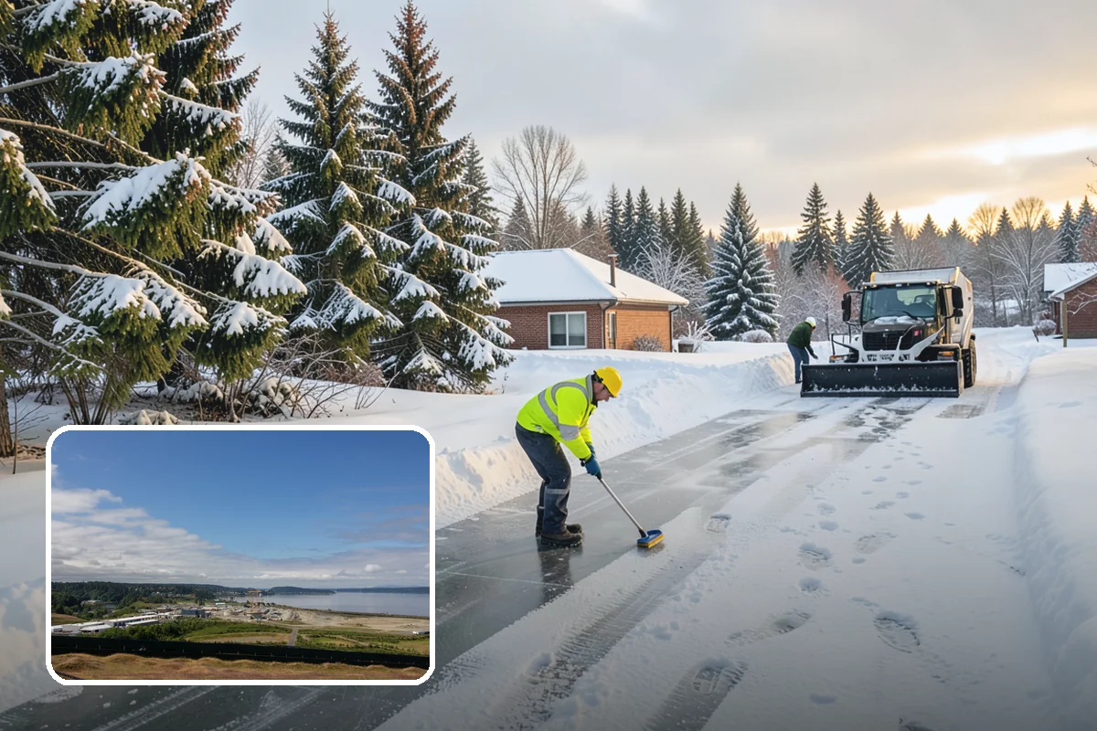 Early Morning Snow Removal in University Place, Pierce County, WA - Focused on the critical pre-opening window