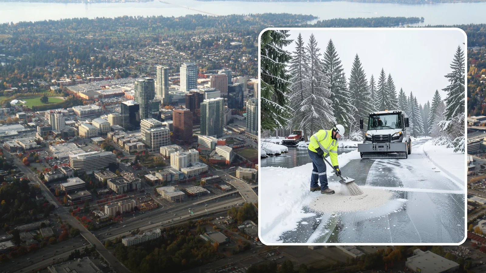 Eco-Friendly Deicing in Bellevue, King County, WA - Eco-friendly deicing clears ice while minimizing runoff into the streams, wetlands, and Puget Sound waters that define our region.