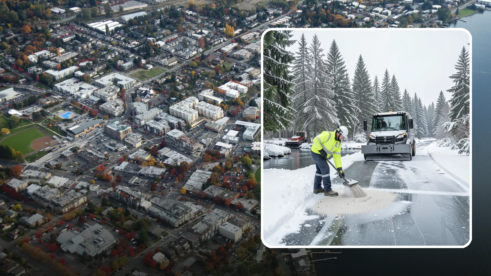 Eco-Friendly Deicing in Kirkland, King County, WA - Eco-friendly deicing clears ice while minimizing runoff into the streams, wetlands, and Puget Sound waters that define our region.