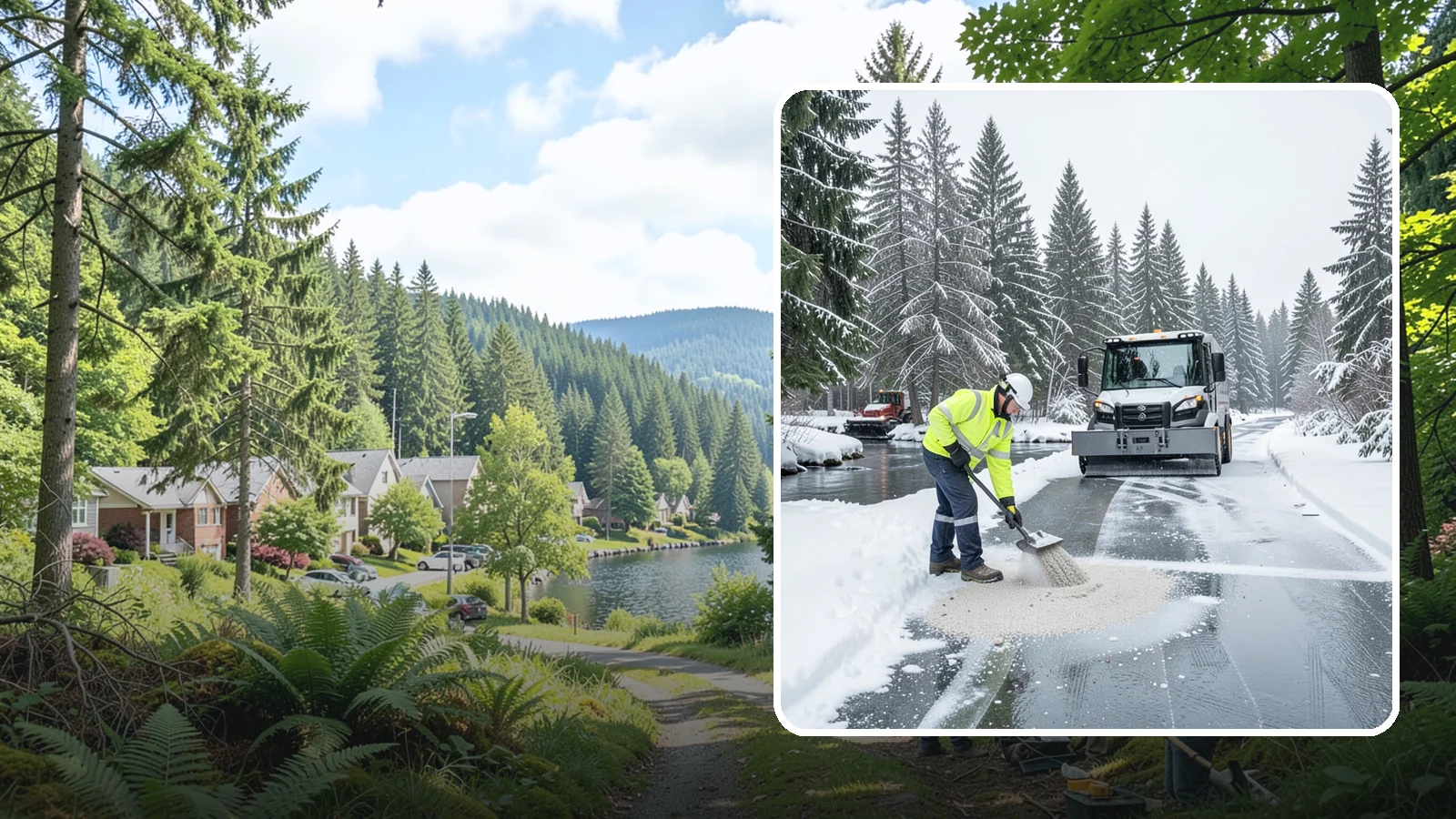Eco-Friendly Deicing in Lake Forest Park, King County, WA - Eco-friendly deicing clears ice while minimizing runoff into the streams, wetlands, and Puget Sound waters that define our region.