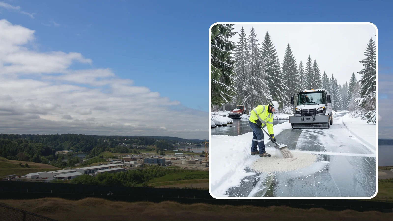 Eco-Friendly Deicing in University Place, Pierce County, WA - Eco-friendly deicing clears ice while minimizing runoff into the streams, wetlands, and Puget Sound waters that define our region.