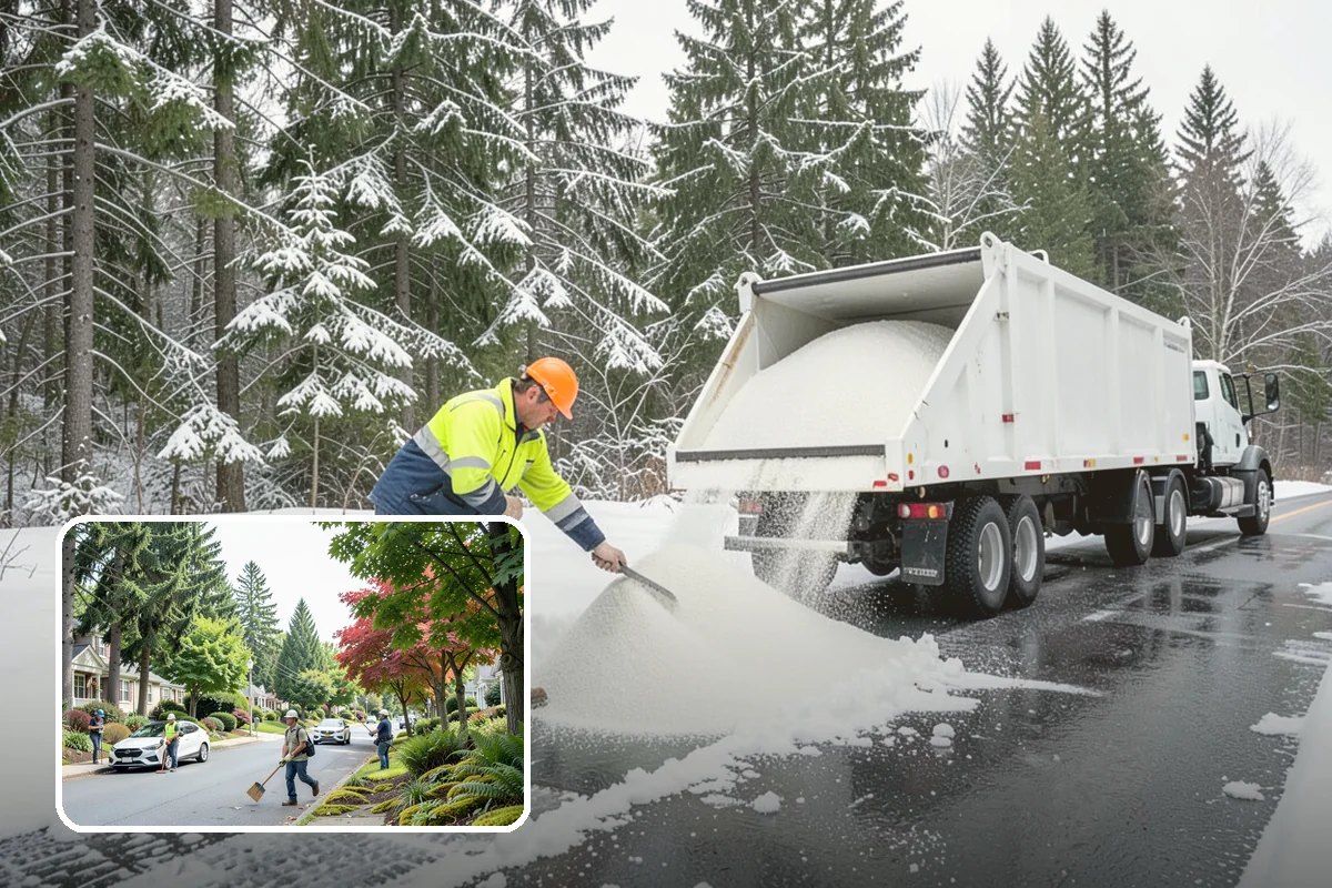 Eco-Friendly Ice Melt in Beaux Arts Village, King County, WA - Lower chloride load protects salmon streams and shellfish beds