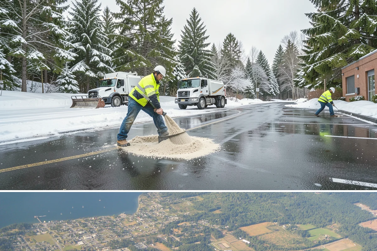 Eco-Friendly Ice Melt in Coupeville, Island County, WA - Eco-friendly ice melt is applied throughout the winter on environmentally sensitive properties whenever ice threatens.