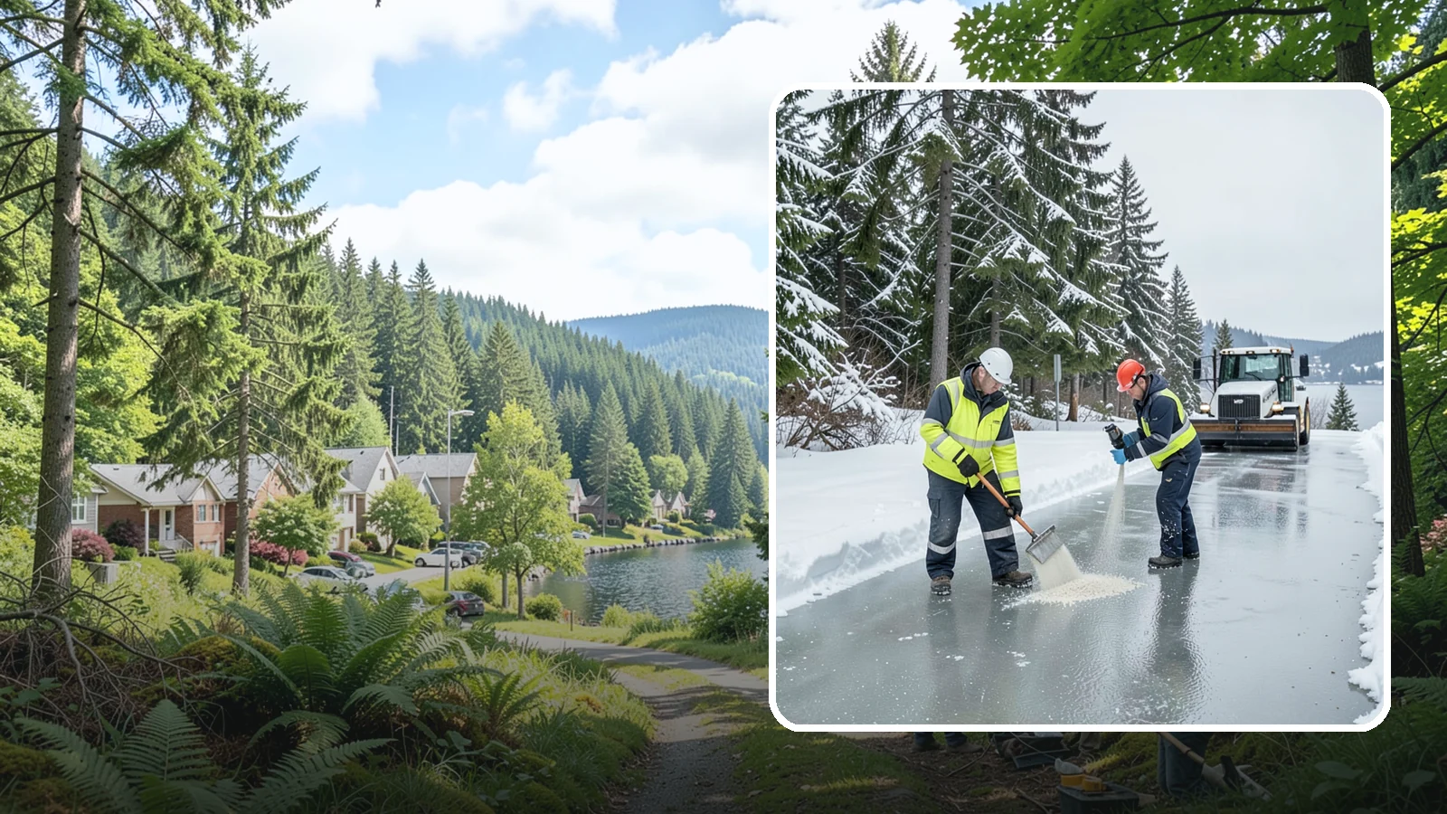 Eco-Friendly Ice Melt in Lake Forest Park, King County, WA - Eco-friendly ice melt uses lower-impact deicers that protect Puget Sound waterways, soil, and native plantings.