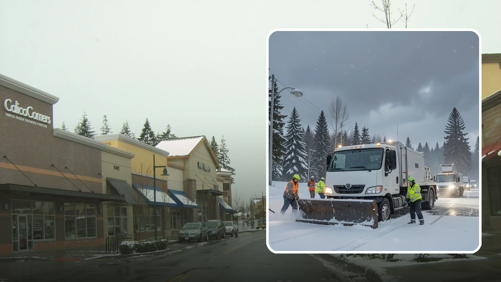 Emergency Commercial Snow Removal in Mill Creek, Snohomish County, WA - Get rapid, on-call snow and ice response when an unexpected storm threatens to shut down your commercial property.