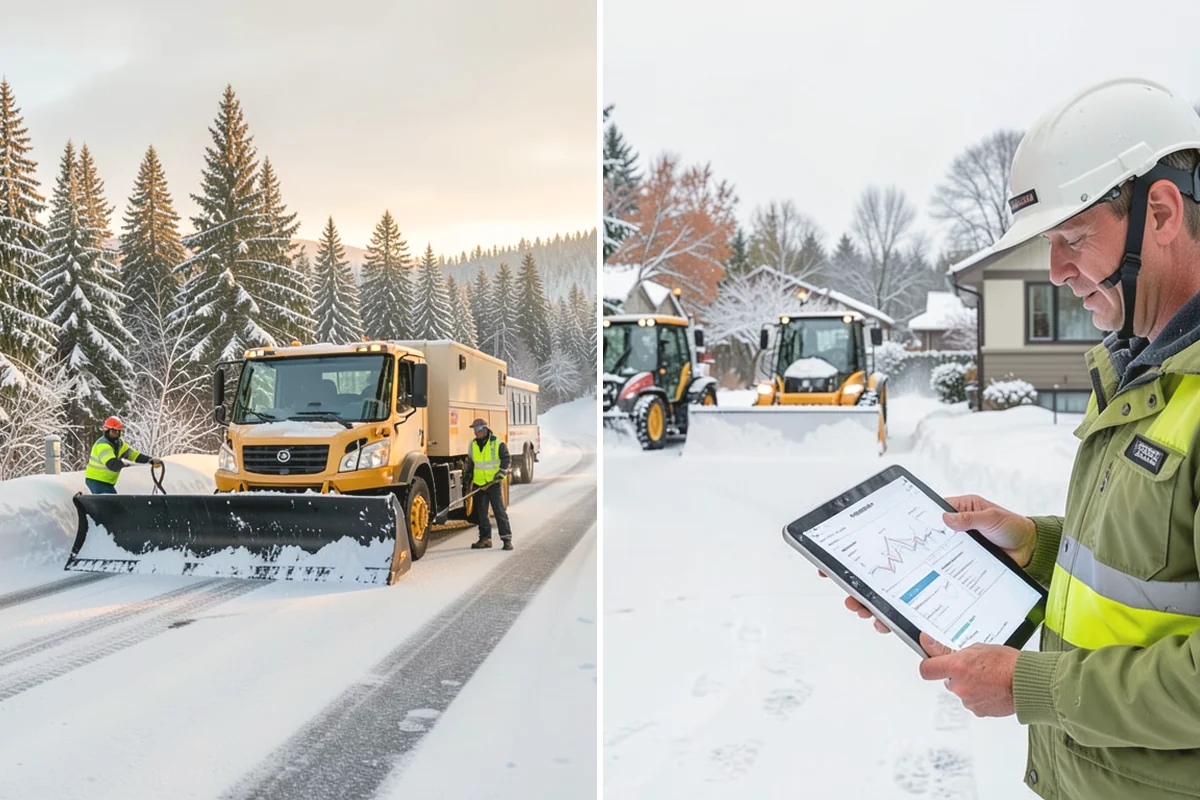Emergency Commercial Snow Removal in North Bend, King County, WA - Take your emergency call and confirm the critical access points