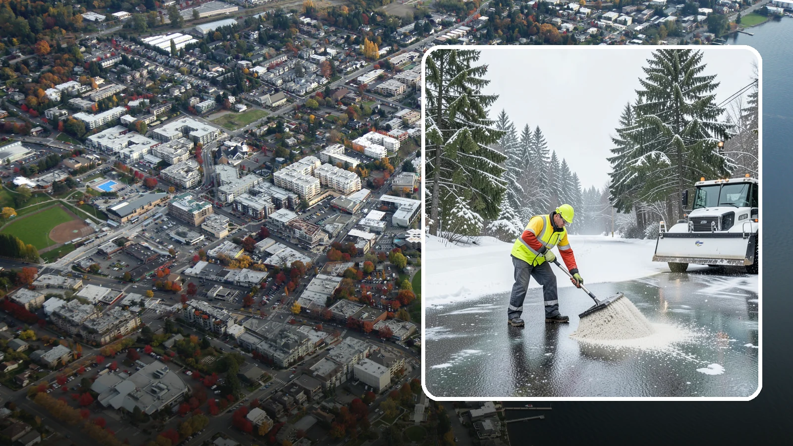 Emergency Deicing in Kirkland, King County, WA - We respond fast across Western Washington to treat icy lots, walks, and entrances when a freeze turns your surfaces into a slip...