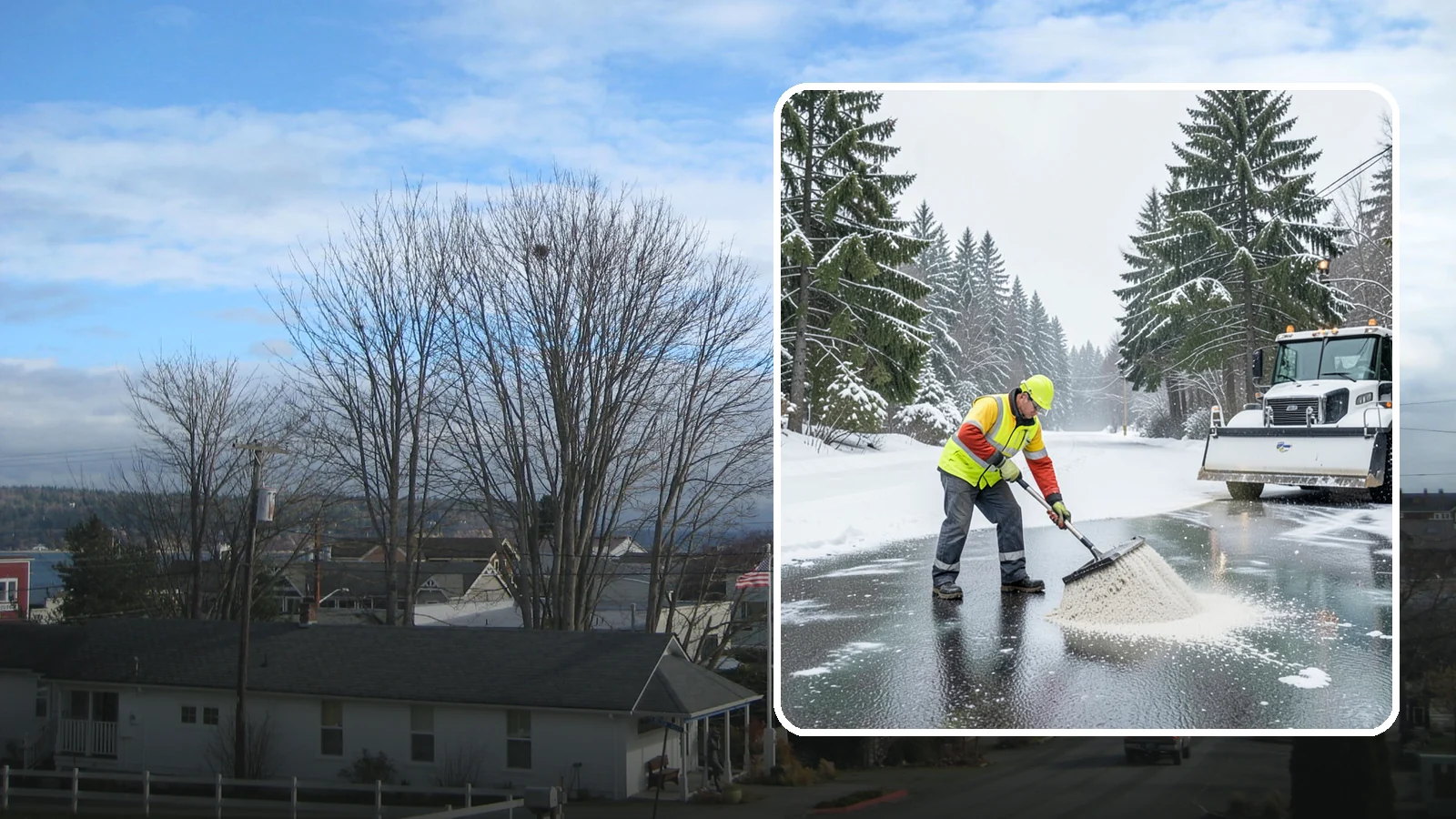 Emergency Deicing in Langley, Island County, WA - We respond fast across Western Washington to treat icy lots, walks, and entrances when a freeze turns your surfaces into a slip...