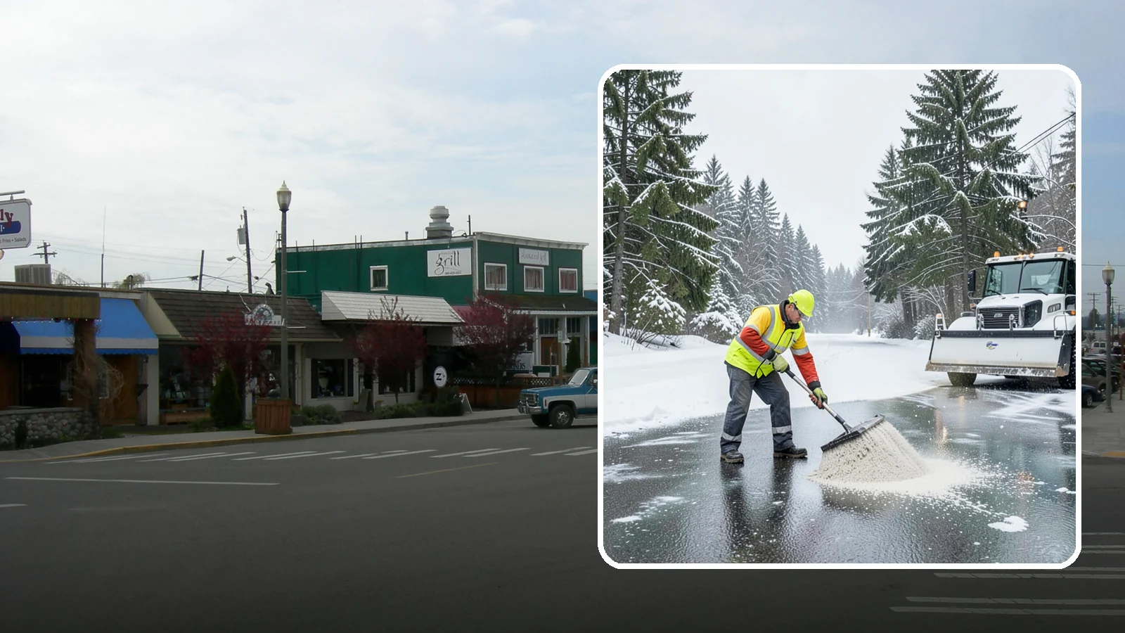 Emergency Deicing in Stanwood, Snohomish County, WA - We respond fast across Western Washington to treat icy lots, walks, and entrances when a freeze turns your surfaces into a slip...