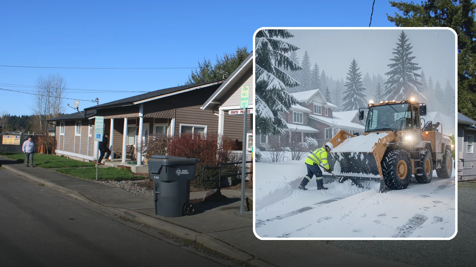 Emergency Residential Snow Removal in South Prairie, Pierce County, WA - We respond fast to residential snow emergencies when a sudden storm traps your household at home.