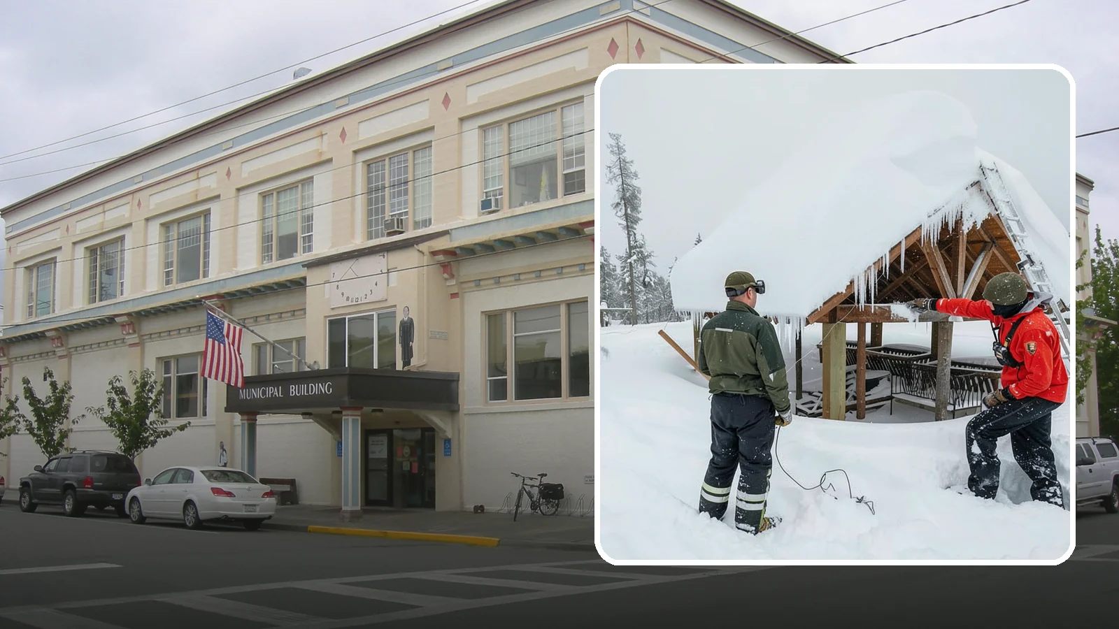 Emergency Roof Snow Removal in Anacortes, Skagit County, WA - We respond urgently to dangerous roof snow loads when a structure is at immediate risk.