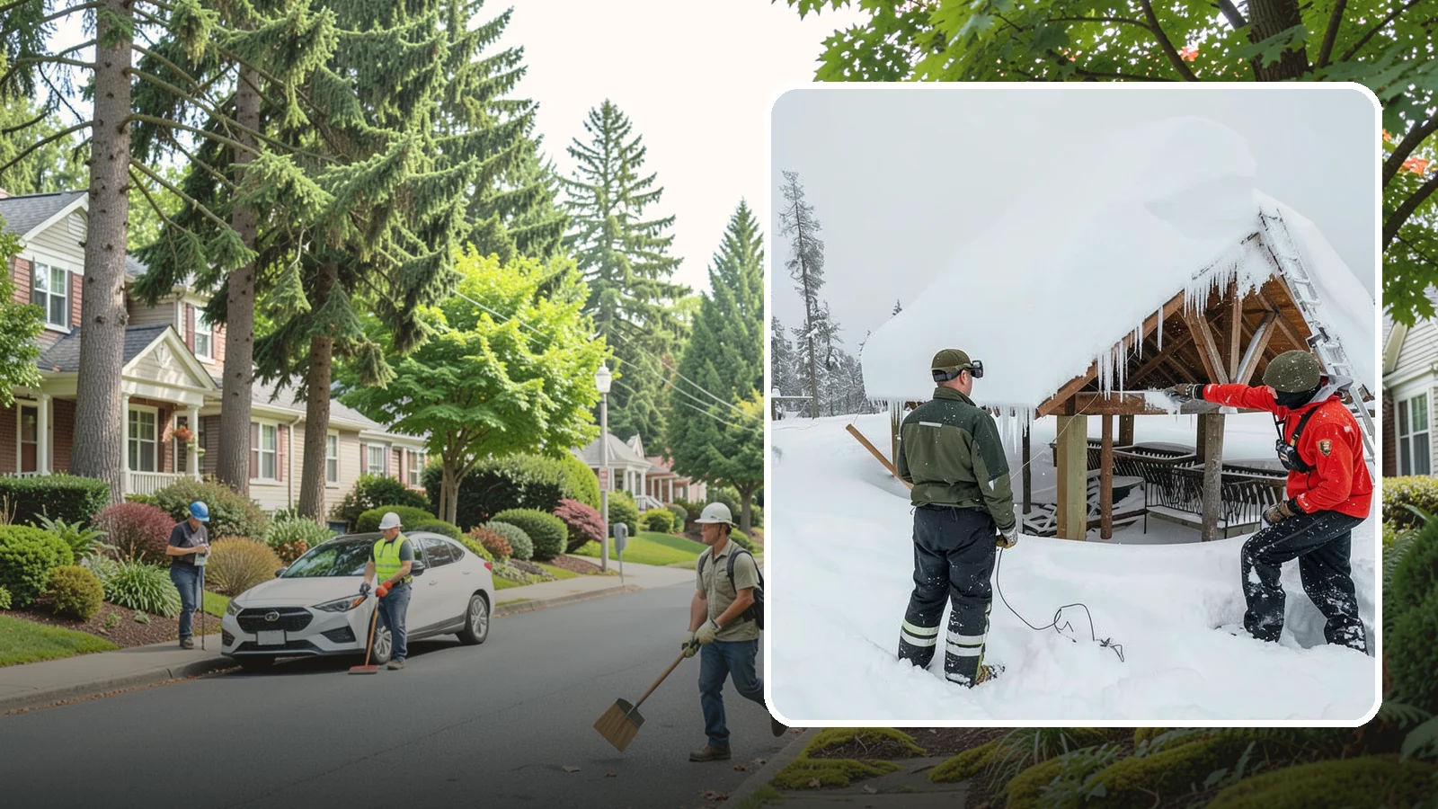 Emergency Roof Snow Removal in Beaux Arts Village, King County, WA - We respond urgently to dangerous roof snow loads when a structure is at immediate risk.