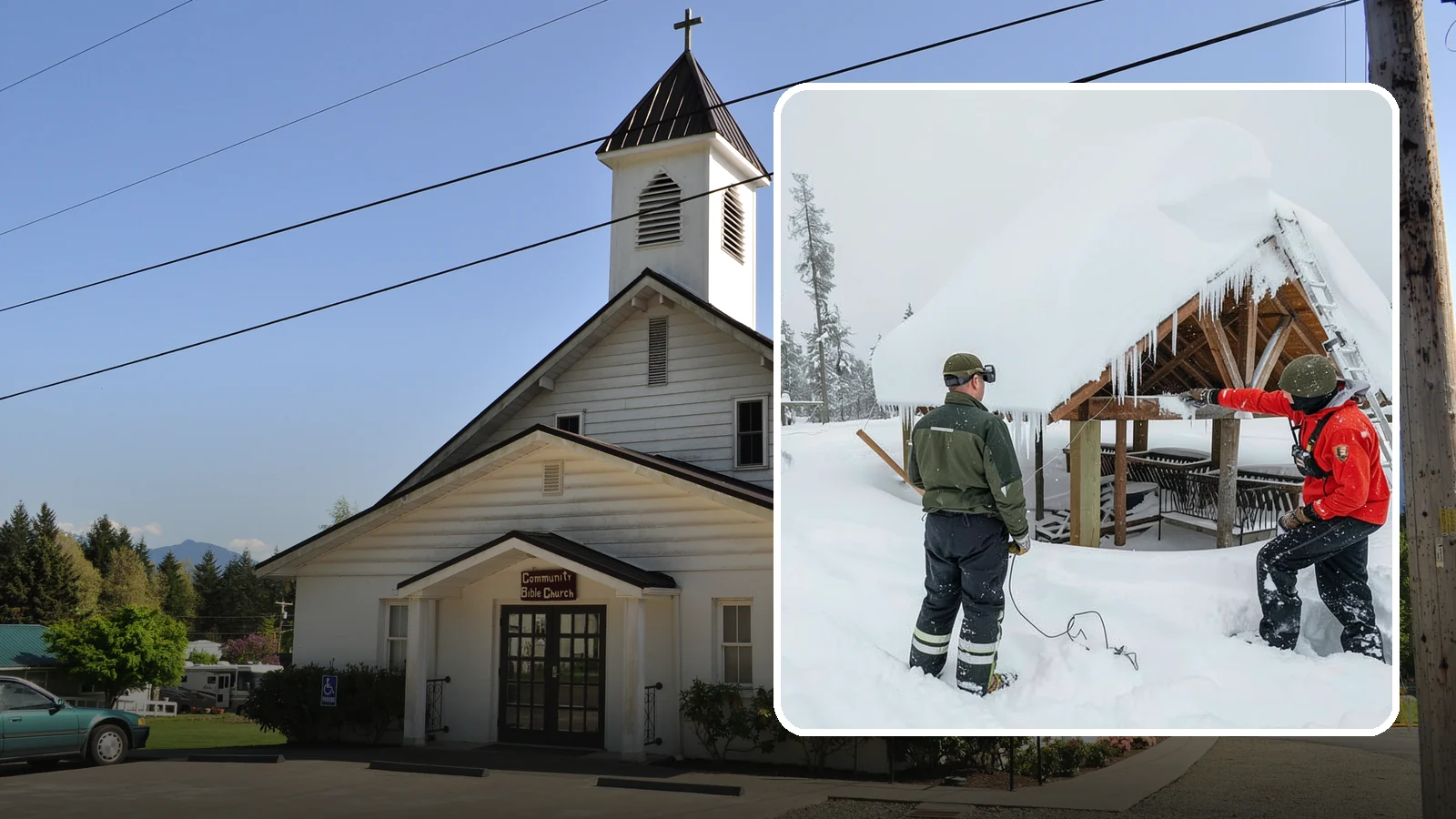 Emergency Roof Snow Removal in Concrete, Skagit County, WA - We respond urgently to dangerous roof snow loads when a structure is at immediate risk.