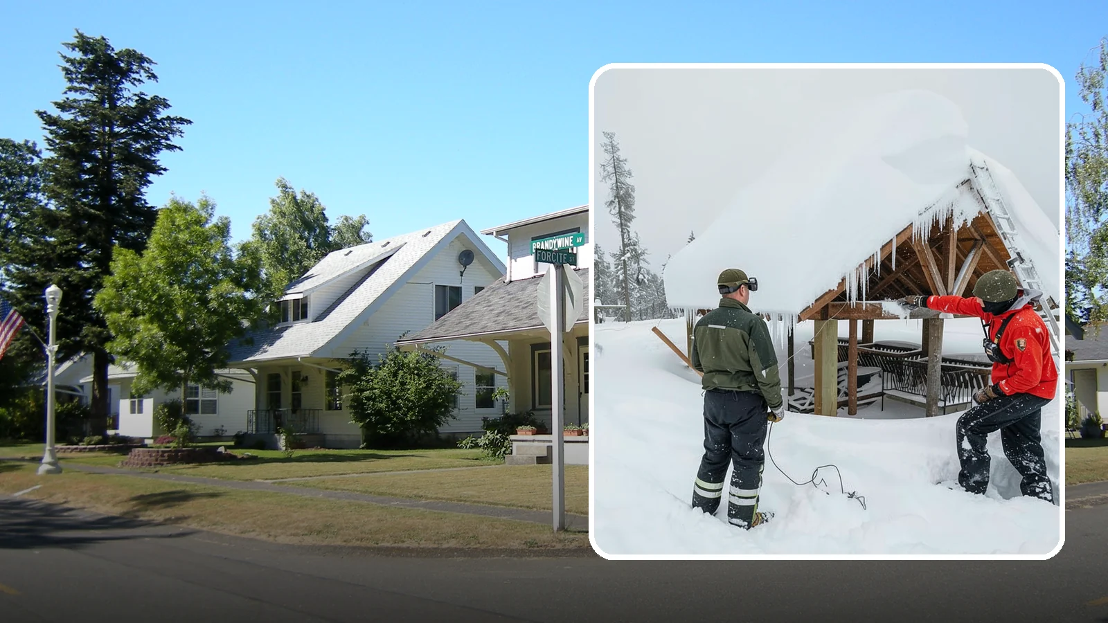 Emergency Roof Snow Removal in DuPont, Pierce County, WA - We respond urgently to dangerous roof snow loads when a structure is at immediate risk.