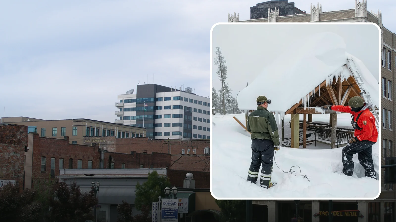 Emergency Roof Snow Removal in Everett, Snohomish County, WA - We respond urgently to dangerous roof snow loads when a structure is at immediate risk.