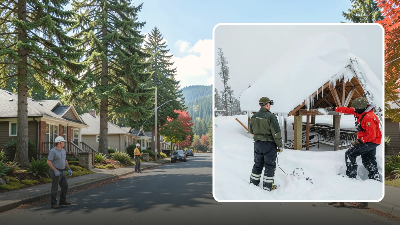 Emergency Roof Snow Removal in Hunts Point, King County, WA - We respond urgently to dangerous roof snow loads when a structure is at immediate risk.
