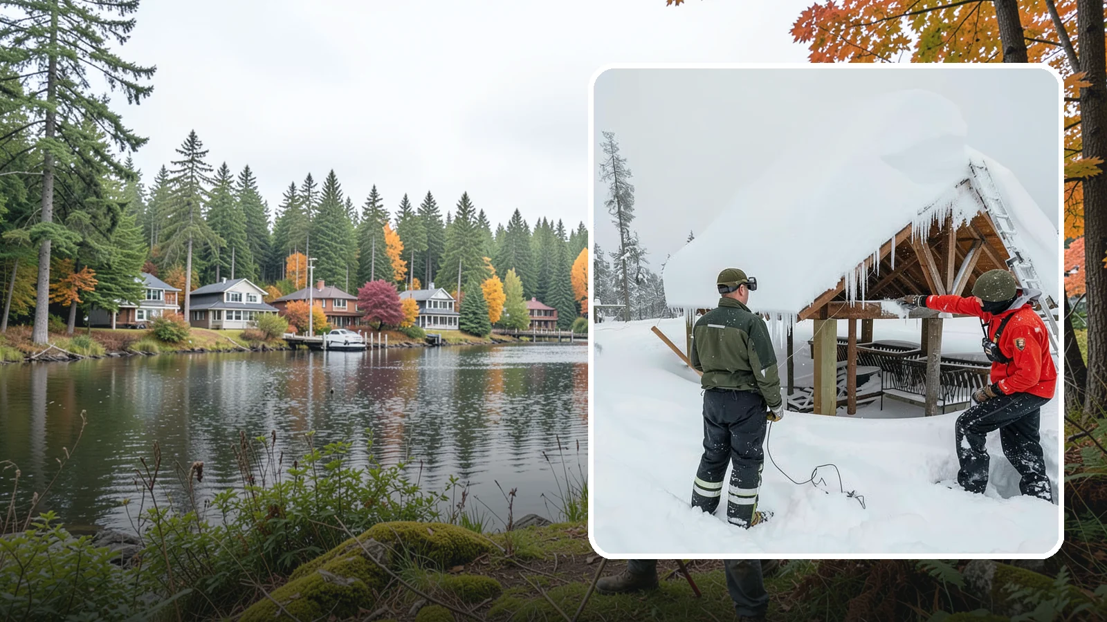 Emergency Roof Snow Removal in La Conner, Skagit County, WA - We respond urgently to dangerous roof snow loads when a structure is at immediate risk.