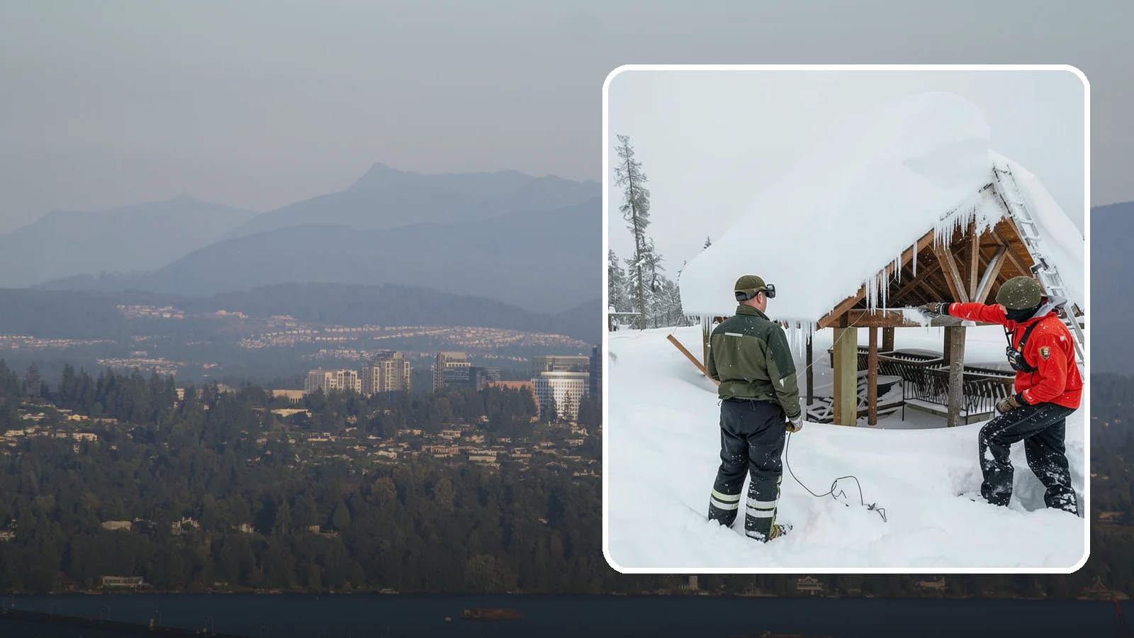 Emergency Roof Snow Removal in Medina, King County, WA - We respond urgently to dangerous roof snow loads when a structure is at immediate risk.