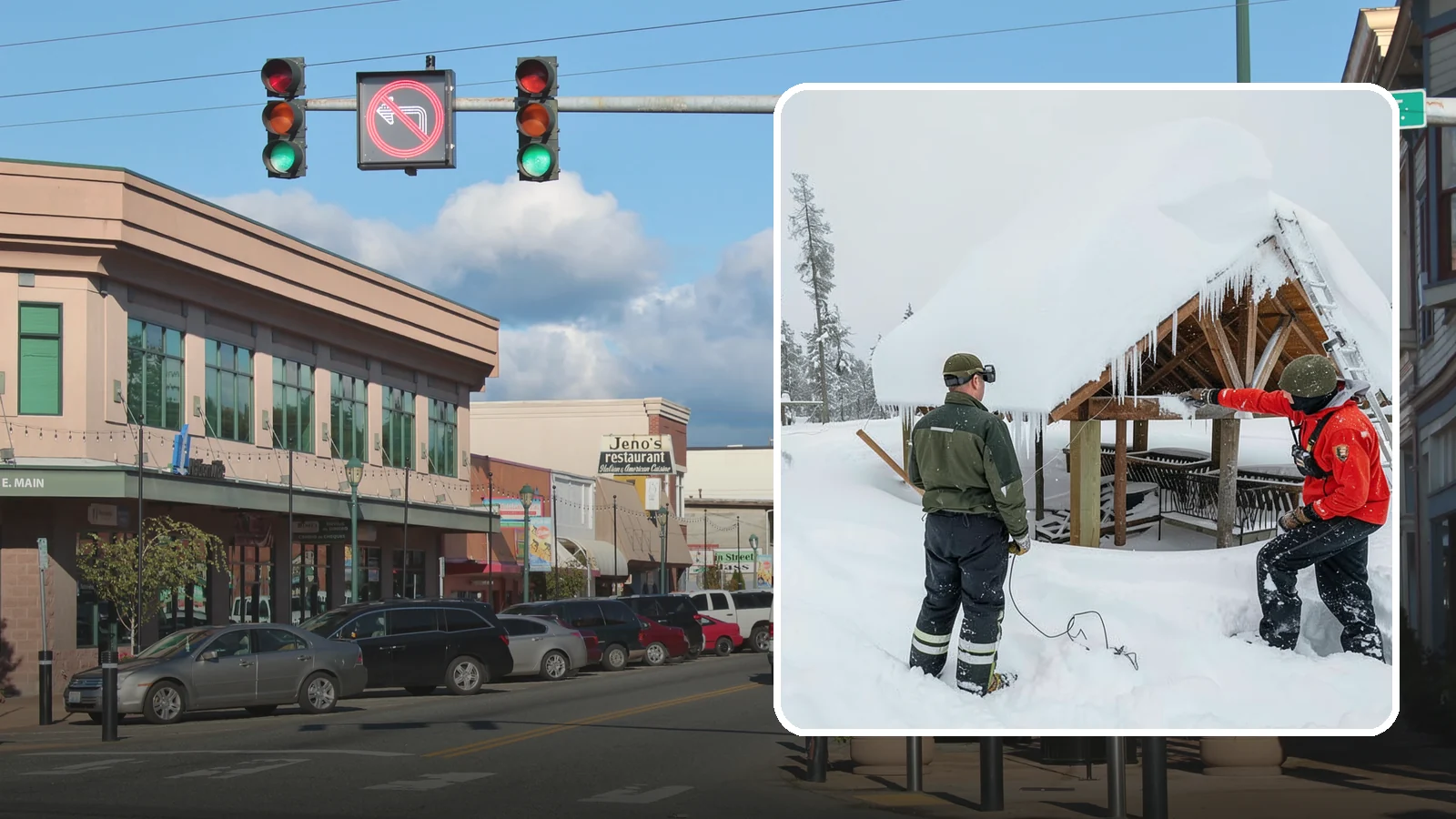 Emergency Roof Snow Removal in Monroe, Snohomish County, WA - We respond urgently to dangerous roof snow loads when a structure is at immediate risk.