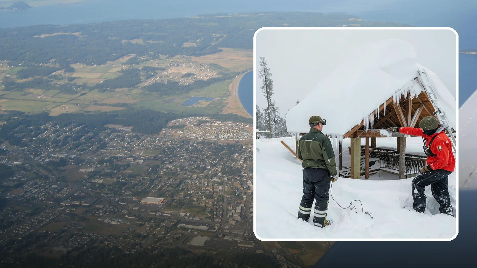 Emergency Roof Snow Removal in Oak Harbor, Island County, WA - We respond urgently to dangerous roof snow loads when a structure is at immediate risk.