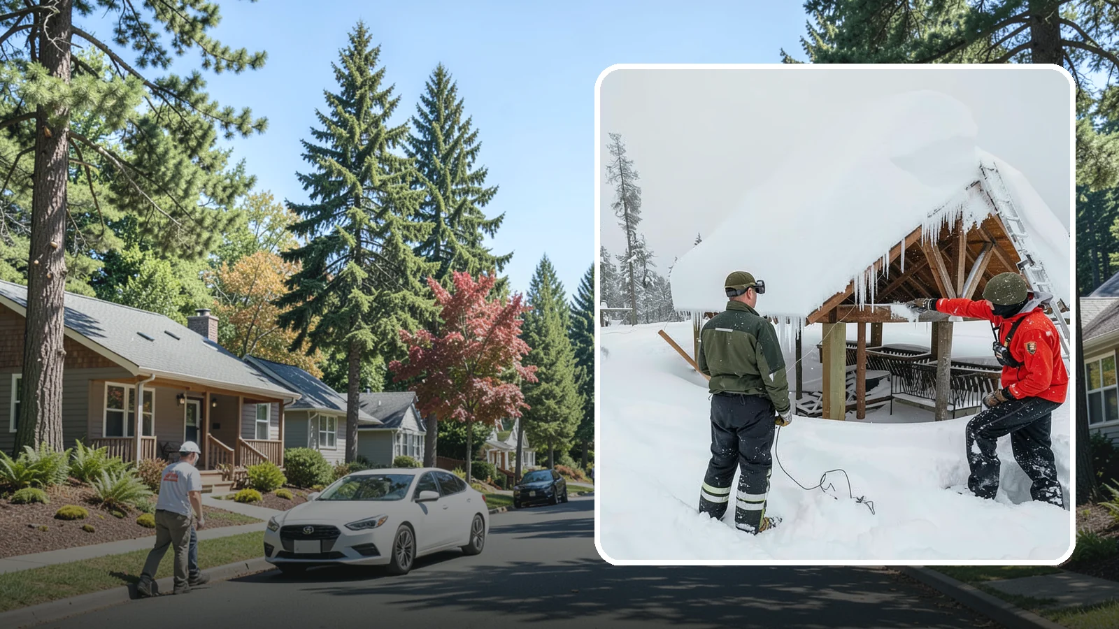Emergency Roof Snow Removal in Orting, Pierce County, WA - We respond urgently to dangerous roof snow loads when a structure is at immediate risk.