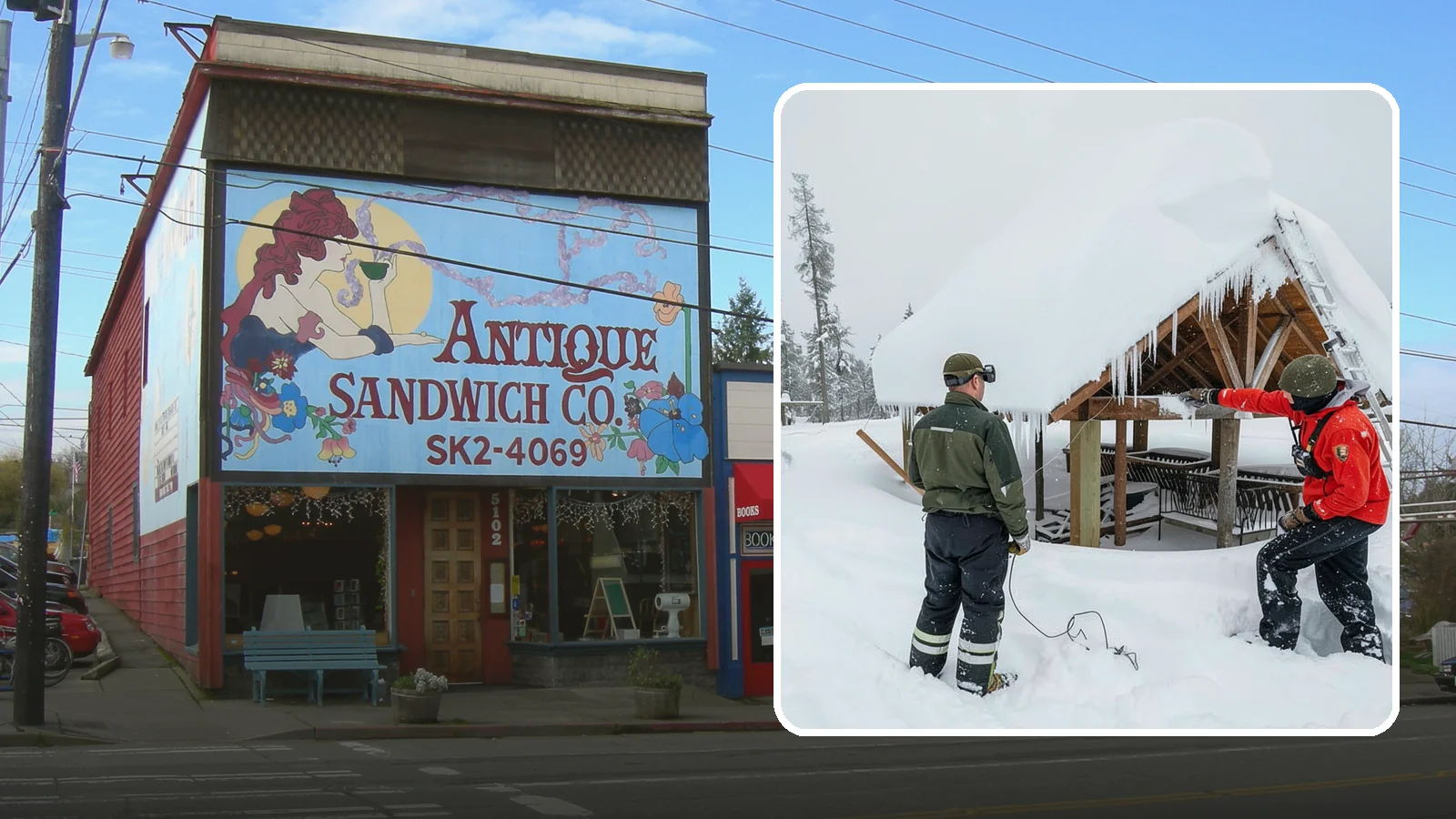 Emergency Roof Snow Removal in Ruston, Pierce County, WA - We respond urgently to dangerous roof snow loads when a structure is at immediate risk.