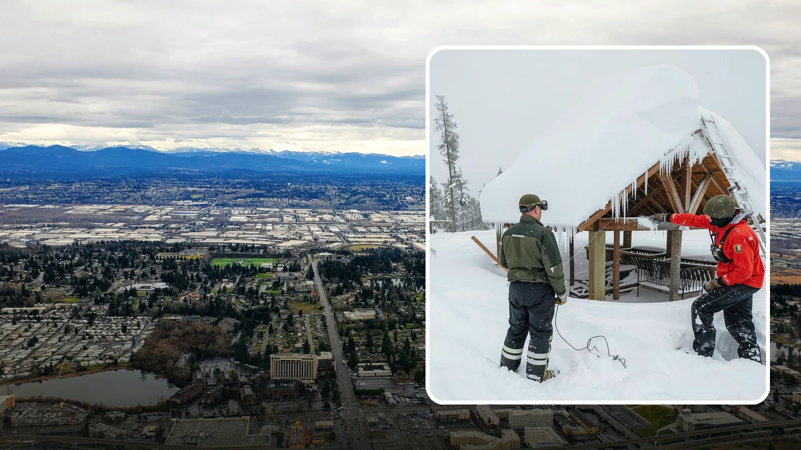 Emergency Roof Snow Removal in SeaTac, King County, WA - We respond urgently to dangerous roof snow loads when a structure is at immediate risk.