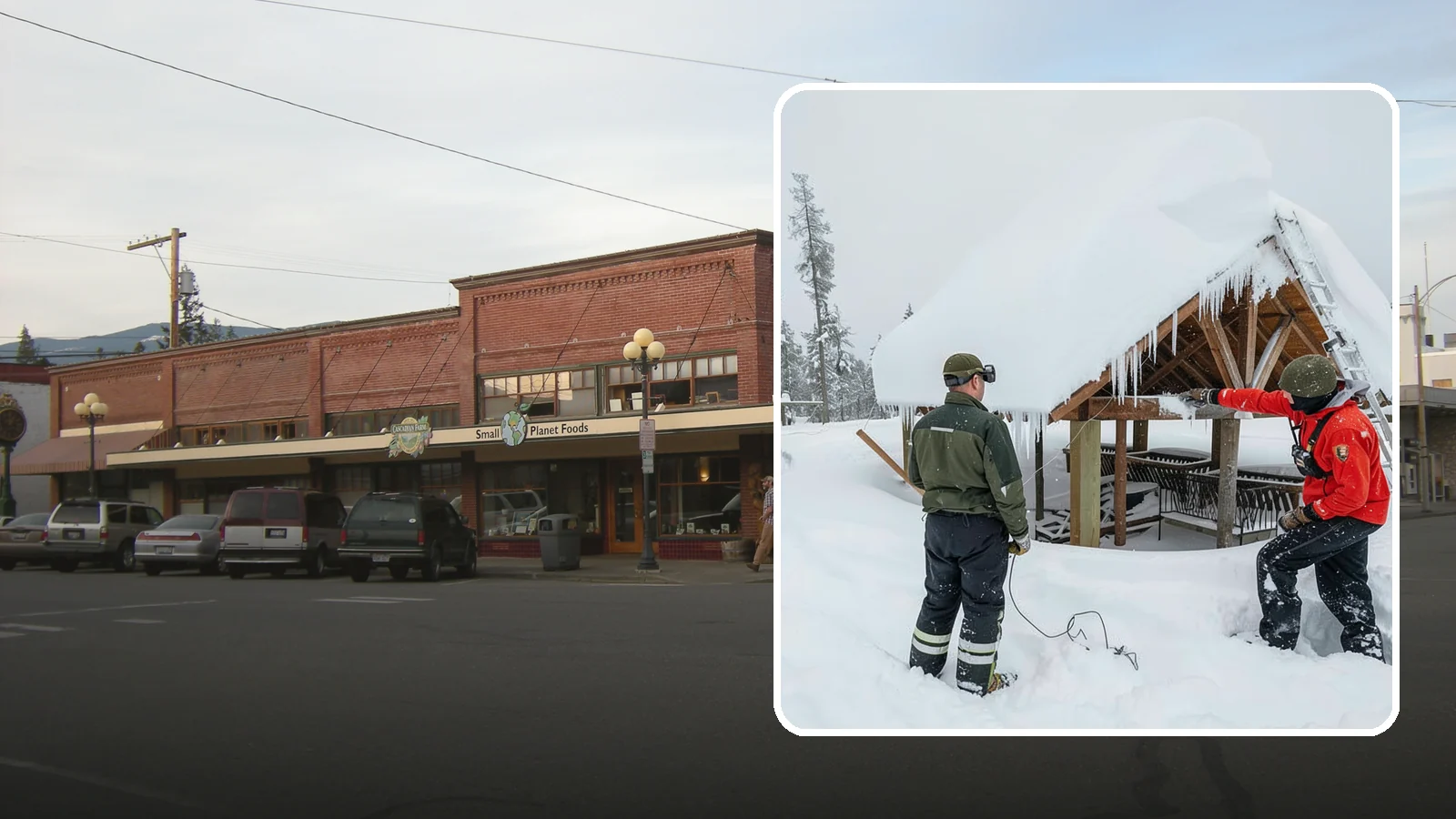 Emergency Roof Snow Removal in Sedro-Woolley, Skagit County, WA - We respond urgently to dangerous roof snow loads when a structure is at immediate risk.