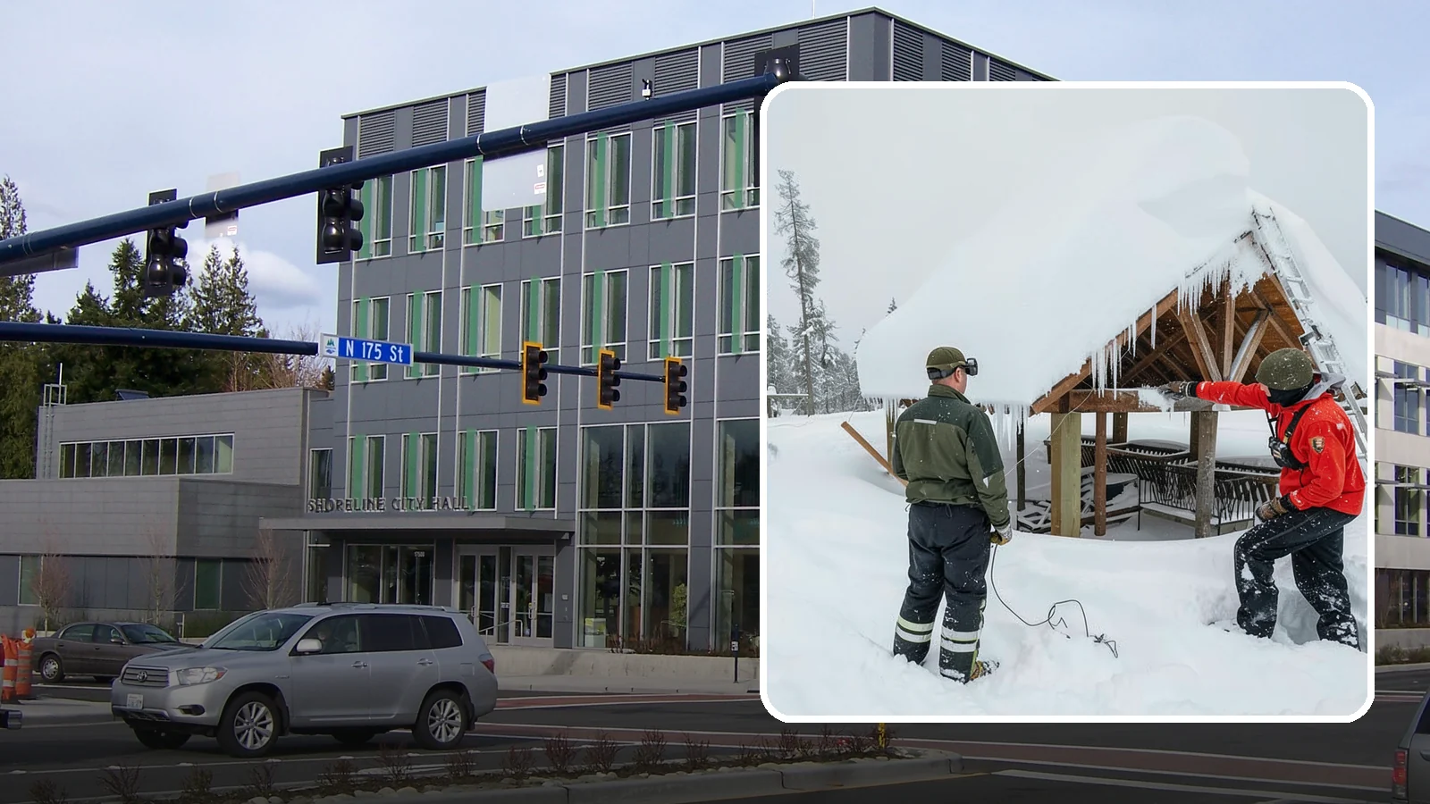 Emergency Roof Snow Removal in Shoreline, King County, WA - We respond urgently to dangerous roof snow loads when a structure is at immediate risk.