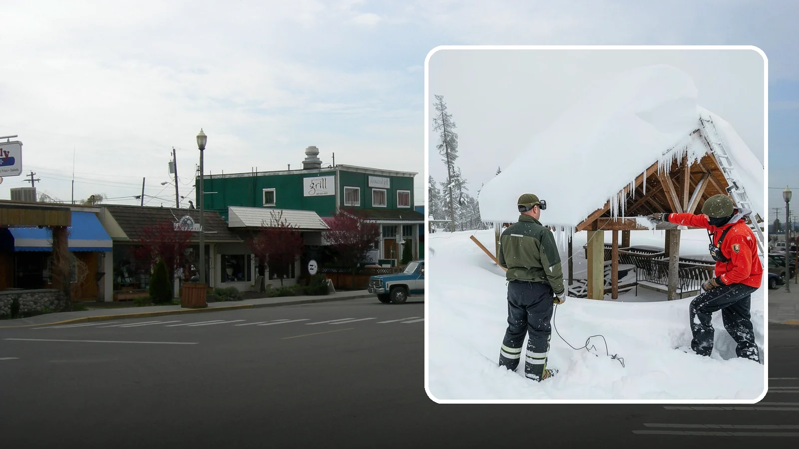 Emergency Roof Snow Removal in Stanwood, Snohomish County, WA - We respond urgently to dangerous roof snow loads when a structure is at immediate risk.