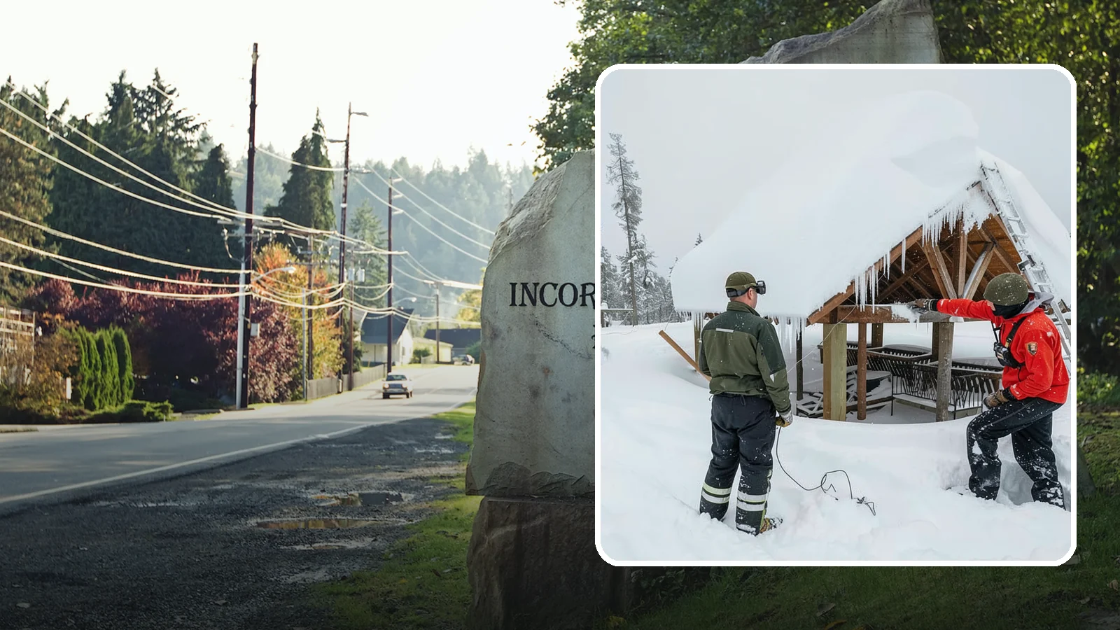 Emergency Roof Snow Removal in Wilkeson, Pierce County, WA - We respond urgently to dangerous roof snow loads when a structure is at immediate risk.