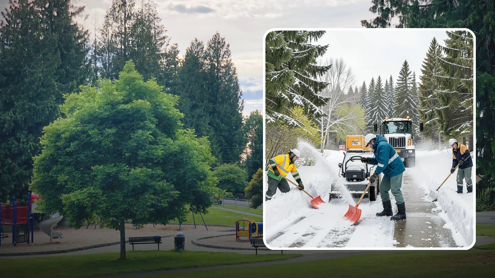Emergency Shoveling in Bonney Lake, Pierce County, WA - We send crews out on demand across Western Washington to hand-clear walkways, entrances, and steps when snow needs to be gone...