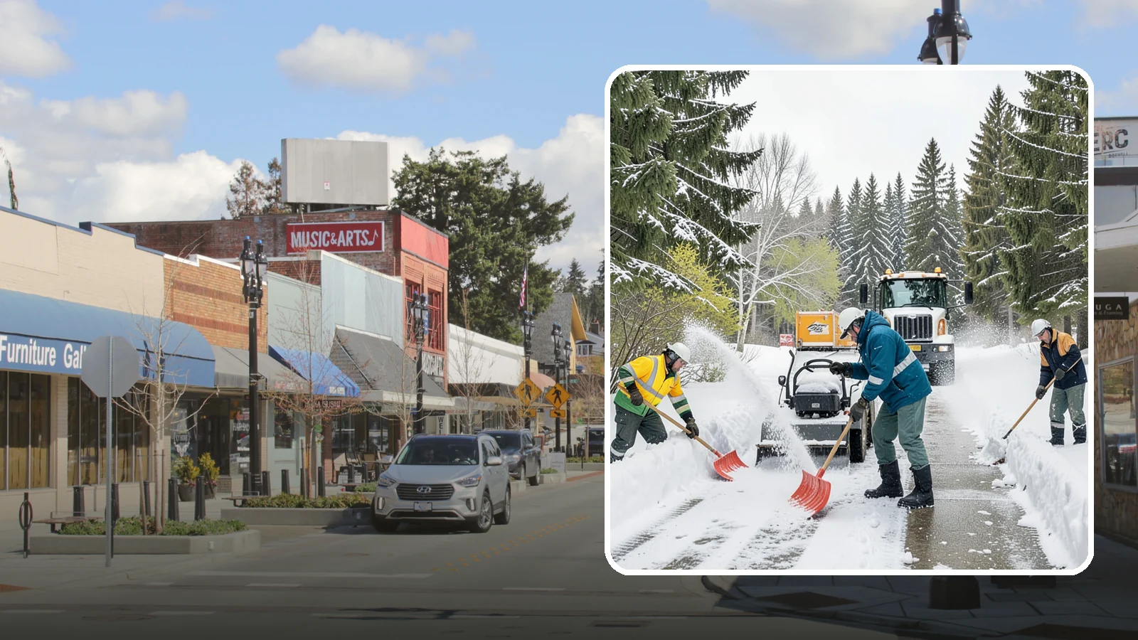 Emergency Shoveling in Bothell, King County, WA - We send crews out on demand across Western Washington to hand-clear walkways, entrances, and steps when snow needs to be gone...
