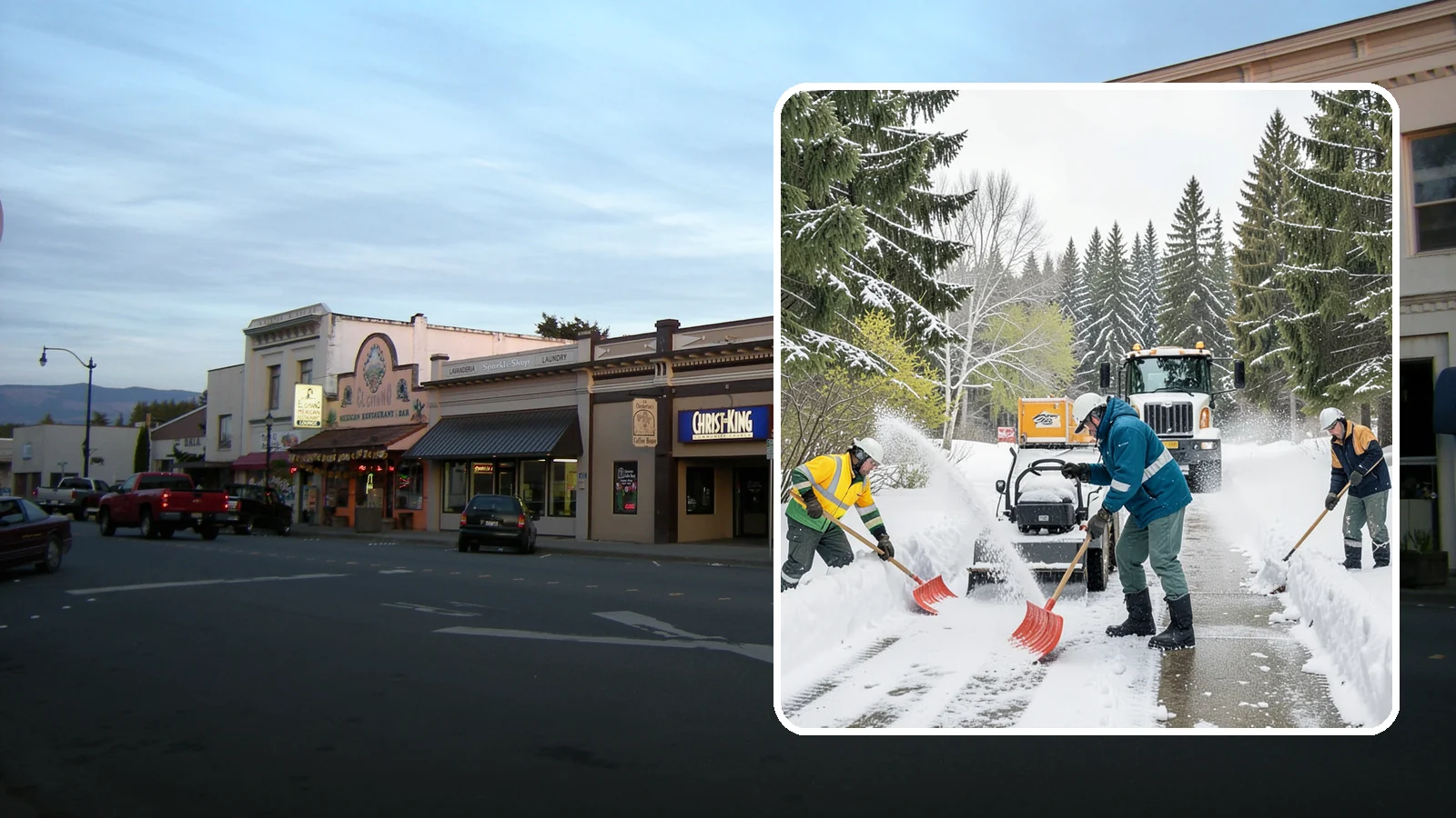 Emergency Shoveling in Burlington, Skagit County, WA - We send crews out on demand across Western Washington to hand-clear walkways, entrances, and steps when snow needs to be gone...