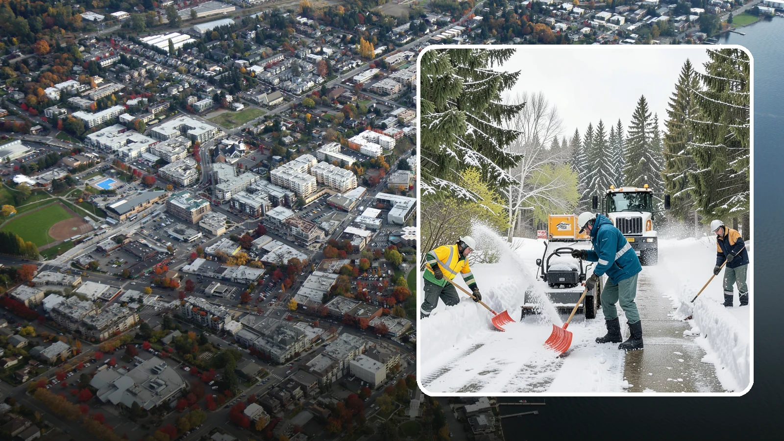 Emergency Shoveling in Kirkland, King County, WA - We send crews out on demand across Western Washington to hand-clear walkways, entrances, and steps when snow needs to be gone...