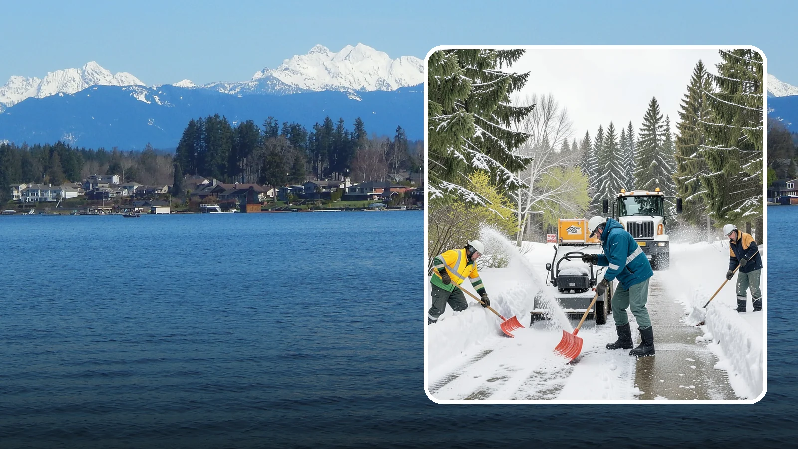 Emergency Shoveling in Lake Stevens, Snohomish County, WA - We send crews out on demand across Western Washington to hand-clear walkways, entrances, and steps when snow needs to be gone...