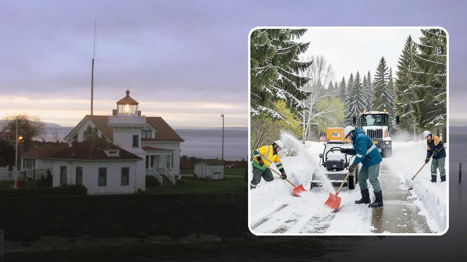 Emergency Shoveling in Mukilteo, Snohomish County, WA - We send crews out on demand across Western Washington to hand-clear walkways, entrances, and steps when snow needs to be gone...