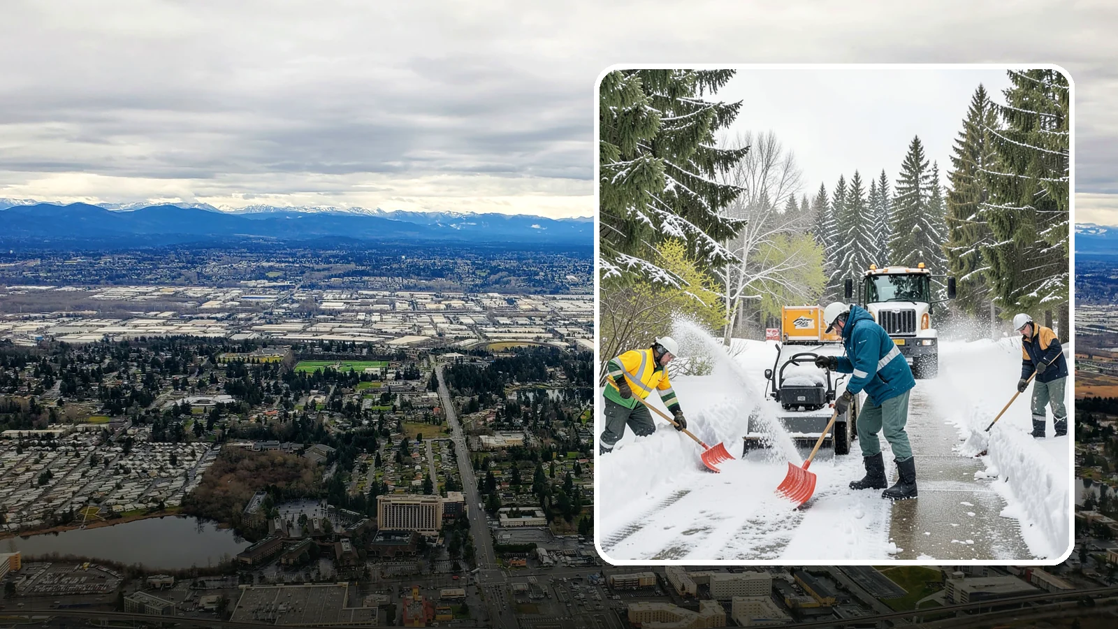 Emergency Shoveling in SeaTac, King County, WA - We send crews out on demand across Western Washington to hand-clear walkways, entrances, and steps when snow needs to be gone...