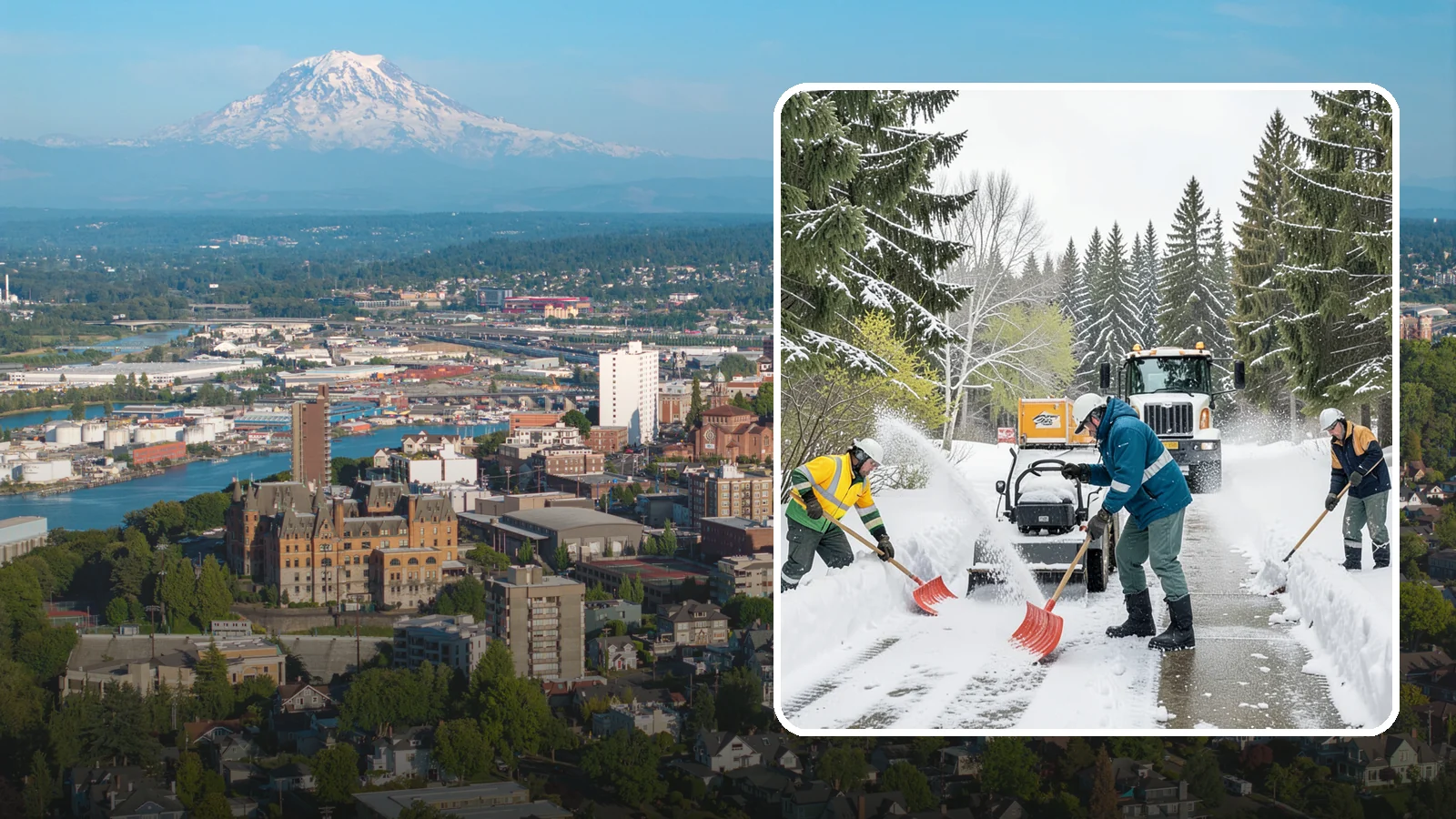 Emergency Shoveling in Tacoma, Pierce County, WA - We send crews out on demand across Western Washington to hand-clear walkways, entrances, and steps when snow needs to be gone...